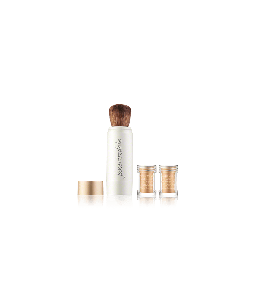 Jane Iredale Powder-Me SPF Refillable Brush + 2 Refills Golden (1 Stück + 2x2