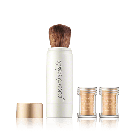 Jane Iredale Powder-Me SPF Refillable Brush + 2 Refills Golden (1 Stück + 2x2