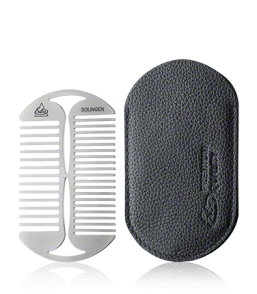 Erbe Solingen Bartpflege Reise-Bartkamm mit Lederhülle