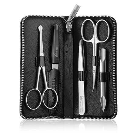 Erbe Solingen Maniküre-Etui aus echtem Leder mit Reißverschluss (5-teilig)