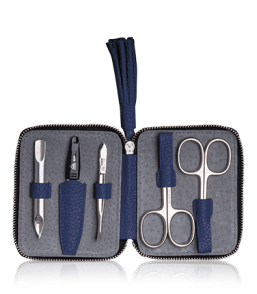 Erbe Solingen Maniküre-Etui aus Leder mit Reißverschluss und Anhänger in Marineblau (5-teilig)