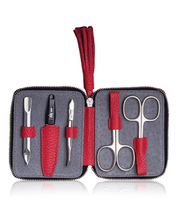 Erbe Solingen Maniküre-Etui aus Leder mit Reißverschluss und Anhänger in Rot (5-teilig)