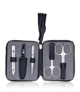 Erbe Solingen Maniküre-Etui aus Leder mit Reißverschluss und Anhänger in Schwarz (5-teilig)