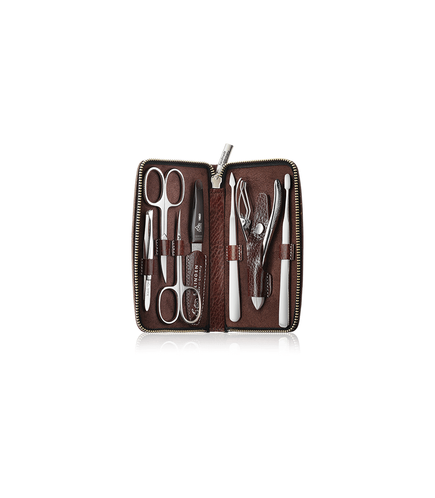 Erbe Solingen Maniküre-Etui Houston aus echtem Leder mit Reißverschluss (7-teilig)