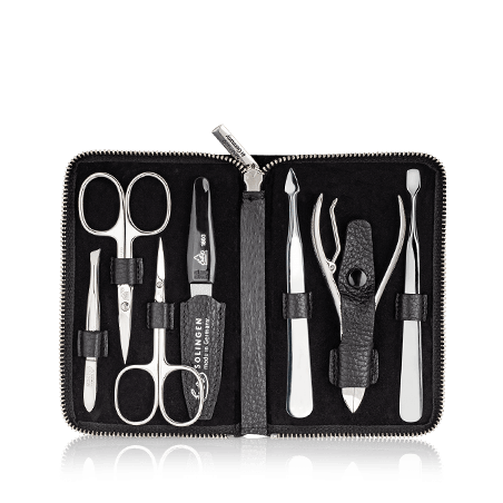 Erbe Solingen Maniküre-Etui Travel aus echtem Leder mit Reißverschluss (7-teilig)