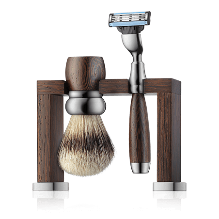 Erbe Solingen Rasier-Set Rhodium Wengeholz mit Bank (3-teilig)