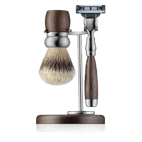 Erbe Solingen Rasier-Set Rhodium Wengeholz mit Halter (3-teilig)