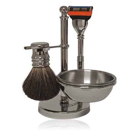 Golddachs Rasier-Sets Rasierset Chrom mit Seifenschale