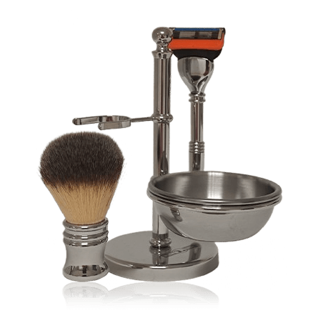 Golddachs Rasier-Sets Rasierset Chrom mit Seifenschale