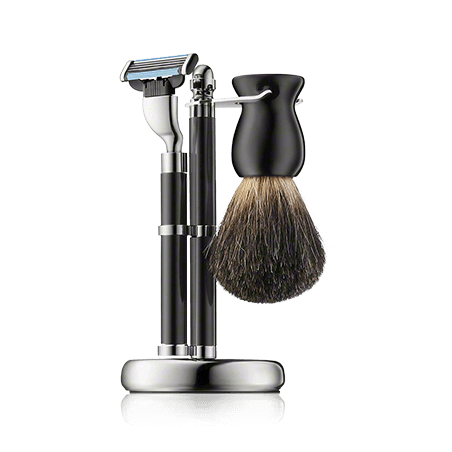 Golddachs Rasier-Sets Rasierset schwarz/silber mit Dachshaar (3-teilig)