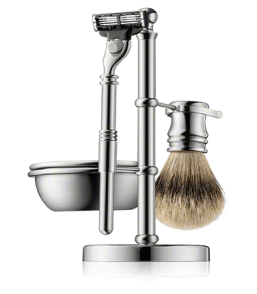 Golddachs Rasier-Sets Rasierset silber mit Dachs-Silberspitzen (4-teilig)