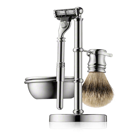 Golddachs Rasier-Sets Rasierset silber mit Dachs-Silberspitzen (4-teilig)