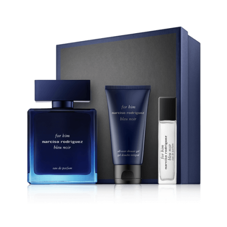 Narciso Rodriguez for him Bleu Noir 100 ml EdP Set mit Shower Gel & Travel Spray