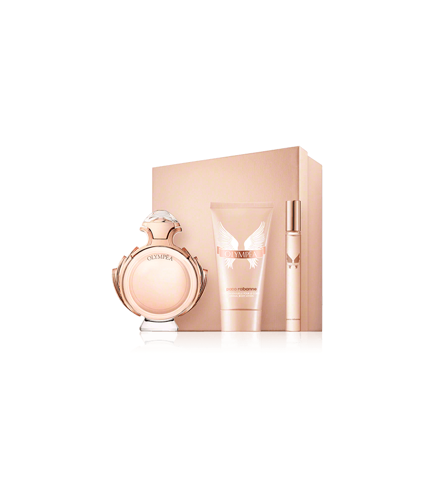 Paco Rabanne Olympéa 50 ml EdP Set mit Body Lotion & Travel Spray