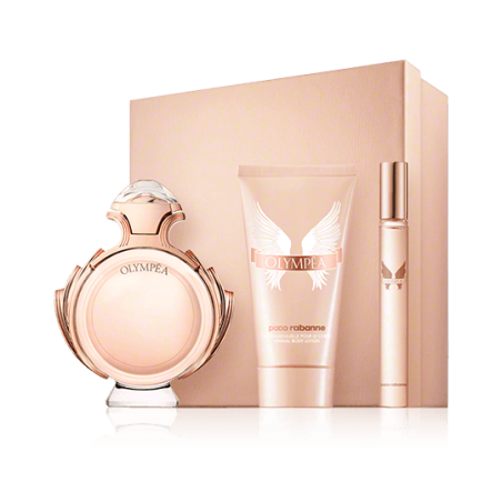 Paco Rabanne Olympéa 50 ml EdP Set mit Body Lotion & Travel Spray