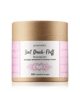 puremetics 3in1 Dusch-Fluff Rosengarten - Duschgel Bodylotion & Peeling in Einem (250 g)