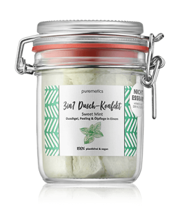 puremetics 3in1 Dusch-Konfekt Sweet Mint - Duschgel Peeling & Ölpflege in Einem (200 g)