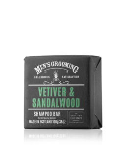 Scottish Fine Soaps Men's Grooming Vetiver & Sandalwood Shampoo Bar Wrapped (100 g)