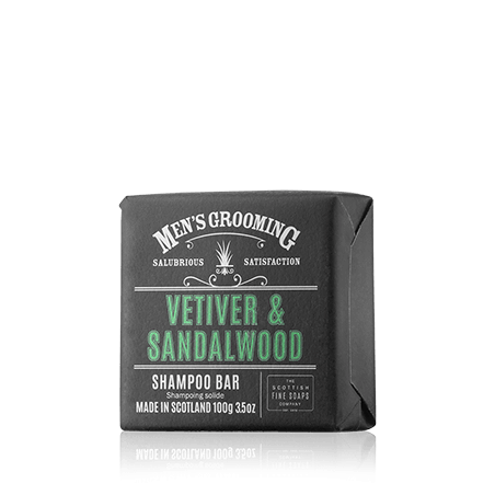 Scottish Fine Soaps Men's Grooming Vetiver & Sandalwood Shampoo Bar Wrapped (100 g)