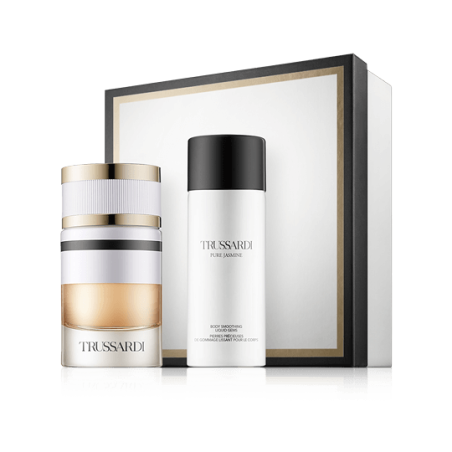 Trussardi Pure Jasmine 60 ml EdP Set mit Body Smoothing Liquid Gems