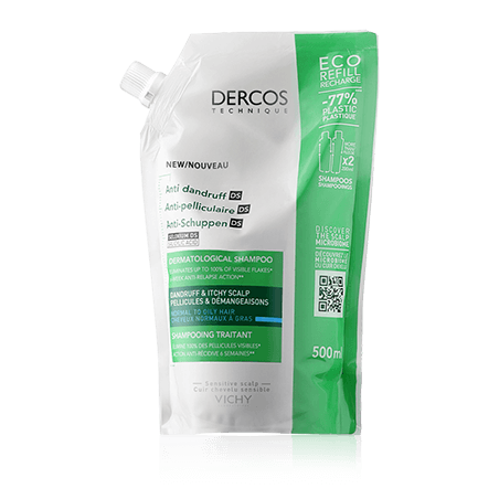 Vichy Dercos Anti-Dandruff Dermatological Shampoo Normal to Oily Hair Refill (500 ml)