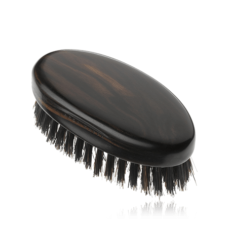 Acca Kappa Men's Grooming Military Style Hairbrush - Ebony Wood - Black Natural Bristles - Travel