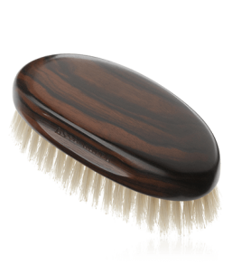 Acca Kappa Men's Grooming Military Style Hairbrush - Ebony Wood - White Natural Bristles