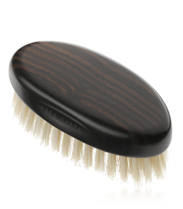 Acca Kappa Men's Grooming Military Style Hairbrush - Ebony Wood - White Natural Bristles - Travel