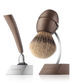 Acca Kappa Men's Grooming Shaving Set with Stand - Wenge Wood - Pure Silver Brush - "Mach 3" Razor
